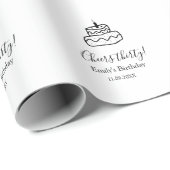 Cheers thirty birthday cake black scribble hand cadeaupapier (Rol Hoek)