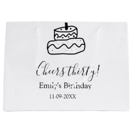 Cheers thirty birthday cake black scribble hand groot cadeauzakje