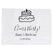 Cheers thirty birthday cake black scribble hand groot cadeauzakje (Achterkant)