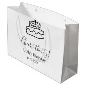 Cheers thirty birthday cake black scribble hand groot cadeauzakje (Achterkant Gekanteld)