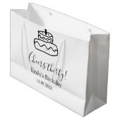 Cheers thirty birthday cake black scribble hand groot cadeauzakje (Voorkant Gekanteld)