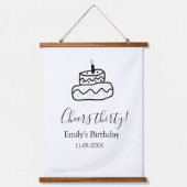 Cheers thirty birthday cake black scribble hand hangend wandkleed (Voorkant)