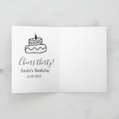 Cheers thirty birthday cake black scribble hand kaart (Binnen)