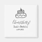 Cheers thirty birthday cake black scribble hand magneet (Voorkant)