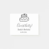 Cheers thirty birthday cake black scribble hand post-it® notes (Voorkant)