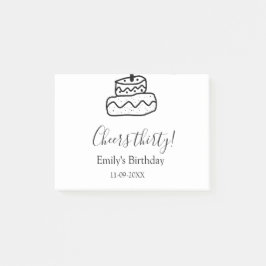 Cheers thirty birthday cake black scribble hand post-it® notes