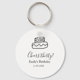 Cheers thirty birthday cake black scribble hand sleutelhanger