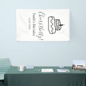 Cheers thirty birthday cake black scribble hand spandoek (Beurs)