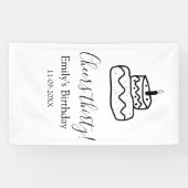 Cheers thirty birthday cake black scribble hand spandoek (Horizontaal)