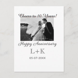 Cheers to 10 Years happy anniversary add photo dat Briefkaart