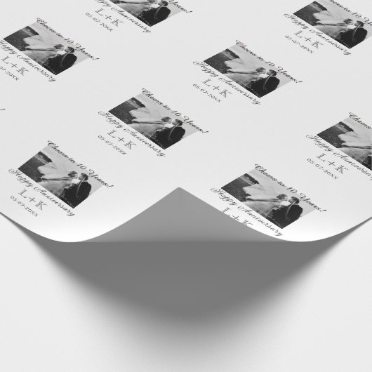 Cheers to 10 Years happy anniversary add photo dat Cadeaupapier (Hoek)