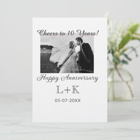 Cheers to 10 Years happy anniversary add photo dat Kaart (Staand voorkant)