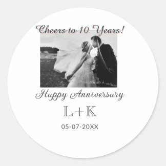 Cheers to 10 Years happy anniversary add photo dat Ronde Sticker