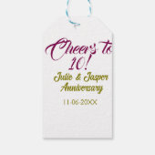 Cheers to 10th wedding anniversary mauve golden na cadeaulabel (Achterkant)