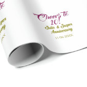 Cheers to 10th wedding anniversary mauve golden na cadeaupapier (Rol Hoek)