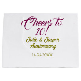 Cheers to 10th wedding anniversary mauve golden na groot cadeauzakje