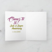 Cheers to 10th wedding anniversary mauve golden na kaart (Binnen)