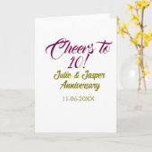 Cheers to 10th wedding anniversary mauve golden na kaart (Gele Bloem)