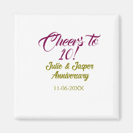 Cheers to 10th wedding anniversary mauve golden na magneet