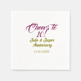 Cheers to 10th wedding anniversary mauve golden na servet