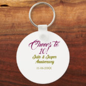 Cheers to 10th wedding anniversary mauve golden na sleutelhanger (Voorkant)