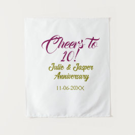 Cheers to 10th wedding anniversary mauve golden na wandkleed