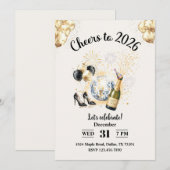 Cheers to 2026 New Year’s Eve Party Kaart (Voorkant / Achterkant)