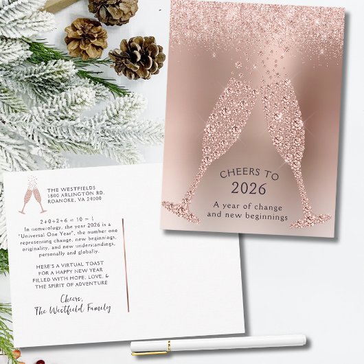 Cheers to 2026 Year of Change New Year Feestdagenkaart