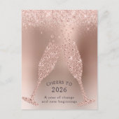 Cheers to 2026 Year of Change New Year Feestdagenkaart (Voorkant)