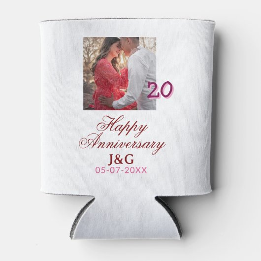 Cheers to 20 Years happy anniversary add photo dat Blikjeskoeler (Voorkant)