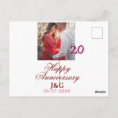 Cheers to 20 Years happy anniversary add photo dat Briefkaart (Achterkant)