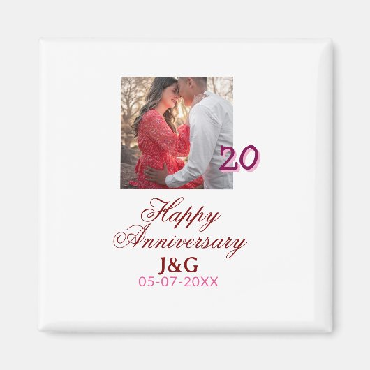 Cheers to 20 Years happy anniversary add photo dat Magneet (Voorkant)