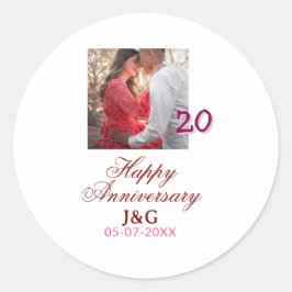 Cheers to 20 Years happy anniversary add photo dat Ronde Sticker