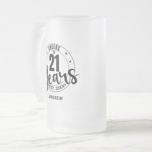 CHEERS TO 21 YEARS MATGLAS BIERPUL (Voorkant links)