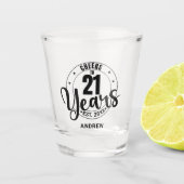 CHEERS TO 21 YEARS SHOT GLAS (Voorkant)