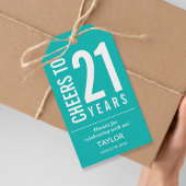 Cheers to 21 Years Turquoise Party Favor Cadeaulabel