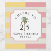 Cheers to 25 Palm Beach Tropical Birthday Wijn Etiket (Enkel label)