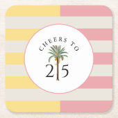 Cheers to 25 Palm Beach Tropical Stripe Kartonnen Onderzetters (Voorkant)