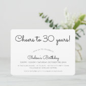 CHEERS TO 30 JAAR modern minimal party zwart Kaart (Staand voorkant)
