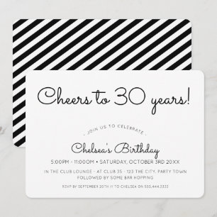 CHEERS TO 30 JAAR modern minimal party zwart Kaart