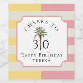 Cheers to 30 Palm Beach Tropical Birthday Wijn Etiket (Enkel label)
