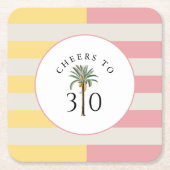 Cheers to 30 Palm Beach Tropical Stripe Kartonnen Onderzetters (Voorkant)