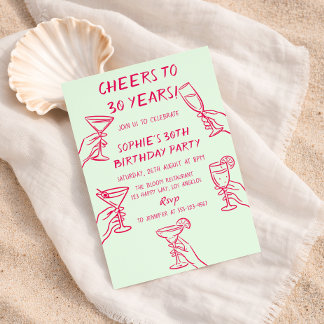 Cheers to 30 Years Green Cocktail 30th Birthday Kaart