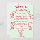 Cheers to 30 Years Green Cocktail 30th Birthday Kaart (Voorkant)