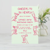 Cheers to 30 Years Green Cocktail 30th Birthday Kaart (Staand voorkant)