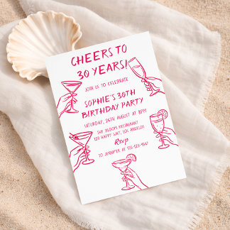 Cheers to 30 Years White Cocktail 30th Birthday Kaart