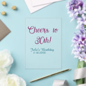 Cheers to 30th birthday name date mauve blue elega acryl uitnodigingen (Insitu (Huwelijk))