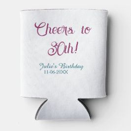Cheers to 30th birthday name date mauve blue elega blikjeskoeler
