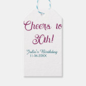 Cheers to 30th birthday name date mauve blue elega cadeaulabel (Voorkant)