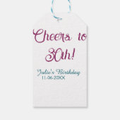 Cheers to 30th birthday name date mauve blue elega cadeaulabel (Achterkant)